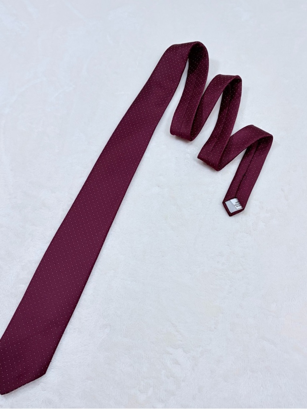 Vintage Bristol Bay Men's Polka‎ Dot Tie Burgundy White 100% Polyester Classic